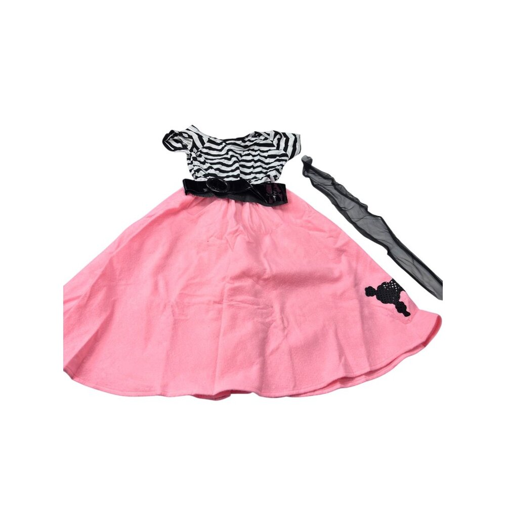 Pink Adult Poodle Dress Costume With Belt Scarf & Sequin Details Size M By Chara